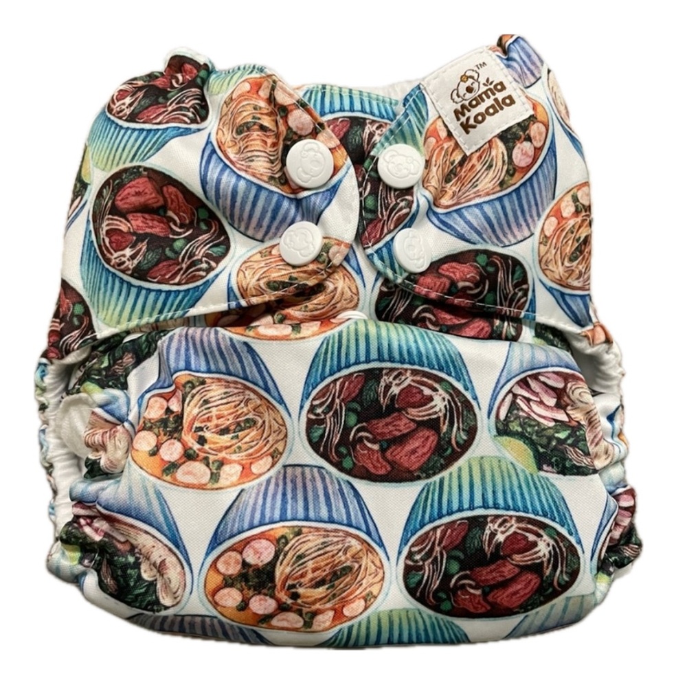 NEW Mama Koala Vibrant Noodle Print Cloth Diaper Cover with MK Insert